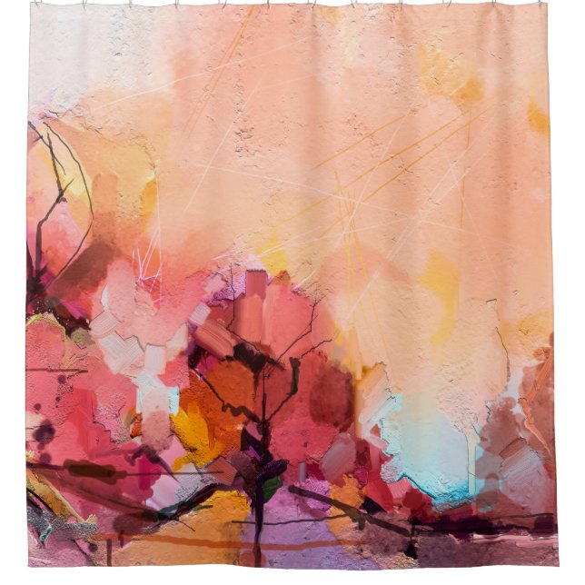 Abstrakte Ölmalerlandschaft. Blauer Pur Duschvorhang (Vorderseite)