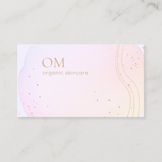Abstrakte Ombre Aquarellfarben mit goldenen Akzent Visitenkarte (Vorderseite)
