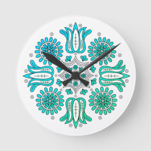 Abstrakte Ombre-Blume Runde Wanduhr