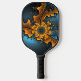 Abstrakte Orange Blaue Fraktal-Kunst-Skateboard Pickleball Schläger