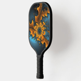 Abstrakte Orange Blaue Fraktal-Kunst-Skateboard Pickleball Schläger
