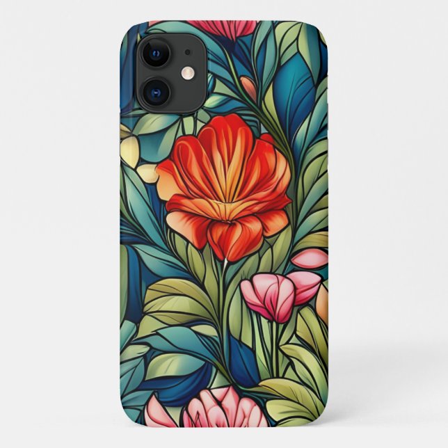 Abstrakte Orange-Blume auf Grün Case-Mate iPhone Hülle (Rückseite)