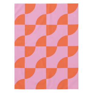 Abstrakte orange Halbkreise auf Rosa im Stil der M Tischdecke