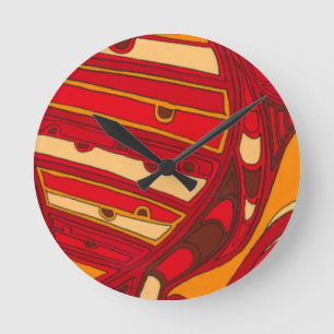 Abstrakte orange Platten Runde Wanduhr
