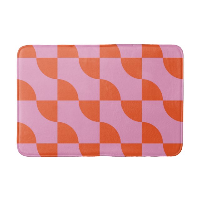 Abstrakte Orange Semi Circles Mitte des Jahrhunder Badematte (Vorderseite)