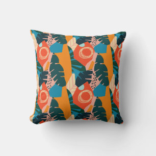 Abstrakte Orange Summer Tropical Blätter Kissen