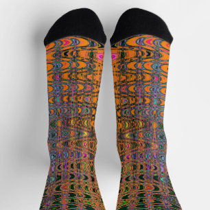 Abstrakte Orange- und Aqua Retro Boomerang Waves Socken