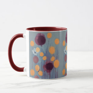 Abstrakte orange und rosa Blumen Tasse