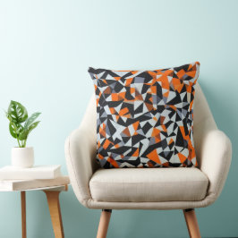 Abstrakte Orange- und Schwarz-Geometrie-Kunst Kissen