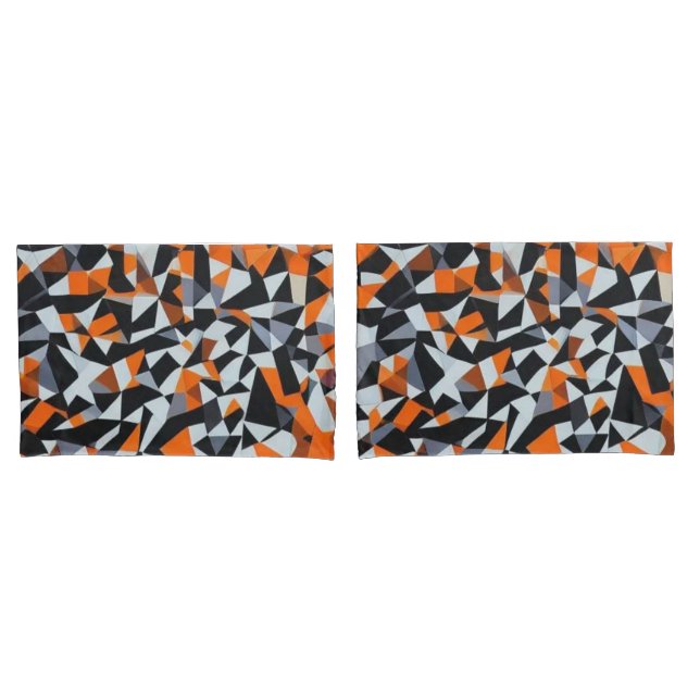 Abstrakte Orange- und Schwarz-Geometrie-Kunst Kissenbezug (Vorderseite-Set)
