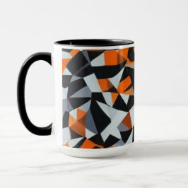 Abstrakte Orange- und Schwarz-Geometrie-Kunst Tasse