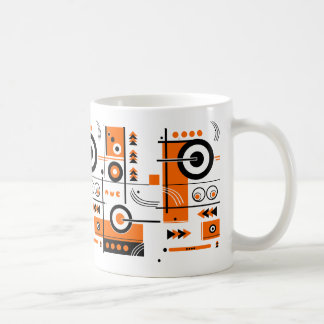 Abstrakte Orange- und Schwarz-Tech-Inspiriert Tass Kaffeetasse