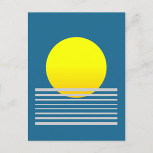 Abstrakte Orangefahr- und Meereslandschaft Postkarte