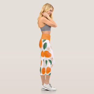 Abstrakte Orangen Botanisches Grau Capri Leggings