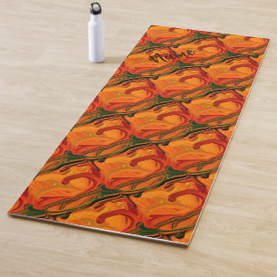 Abstrakte Orangen- und Braunformen Personalisiert Yogamatte
