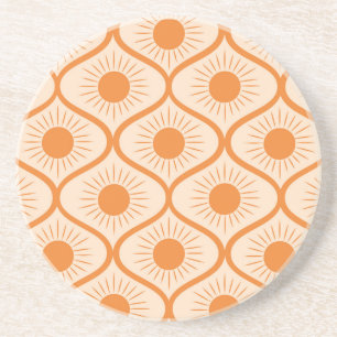 Abstrakte orangene Sonne auf Mid Century Ogee Getränkeuntersetzer