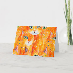 Abstrakte Orangenkatze Dankeskarte