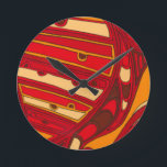 Abstrakte Orangenpanels Runde Wanduhr<br><div class="desc">Ein surrealistischer Traum,  diese abstrakten,  leuchtend farbigen Orangentafeln sehen aus wie geschmolzenes Wachs,  das durch eine Leinwand fließt. Als Jennifer Goldberger Schöpfung ist dieses Werk phantastisch in seiner fantasievollen Verwendung von Farben und Linien. Bestelle noch heute!</div>