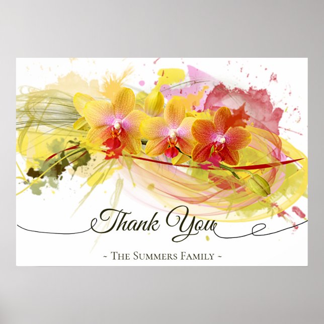 Abstrakte Orchids Farbschlackenkalligraphie Poster (Vorne)