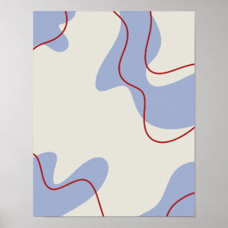 Abstrakte organische Formen in Creme mit roter Lin Poster