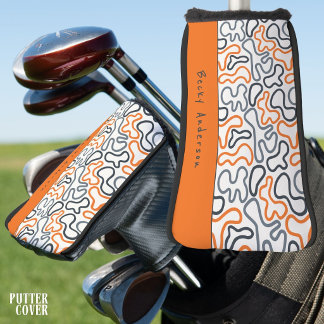Abstrakte organische Linie Weiß Orange Leidenschaf Golf Headcover