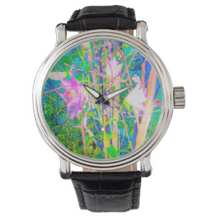 Abstrakte orientalische Lilien in meinem Rubio-Gar Armbanduhr