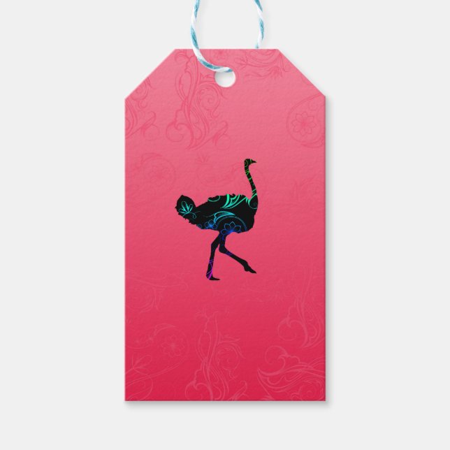 Abstrakte Ostrich-Geschenkmarke Geschenkanhänger (Vorderseite)