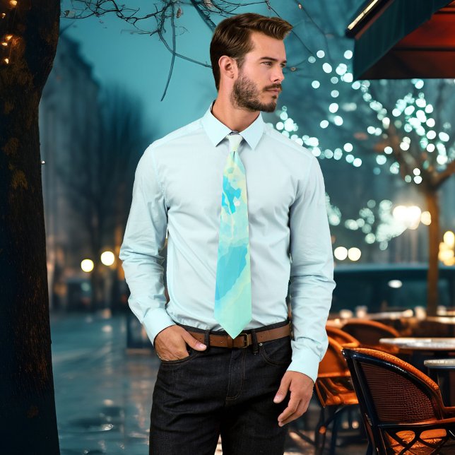 Abstrakte Ozeanwelle Aqua Aqua Aqua Krawatte (Eye-catching tie with an abstract turquoise blue watercolor inspired design.)