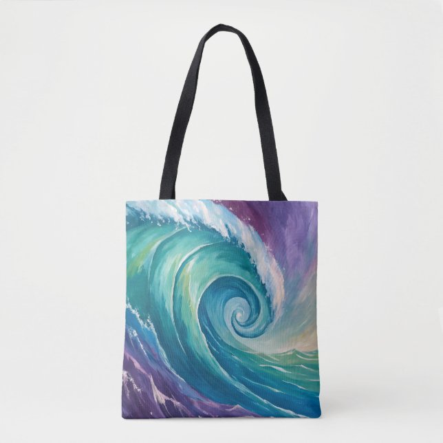 Abstrakte Ozeanwelle Spirale Tasche (Vorderseite)