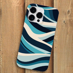 Abstrakte Ozeanwellen Minimales Muster Blauzunge Case-Mate iPhone 14 Pro Max Hülle