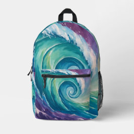 Abstrakte Ozeanwellen-Spirale Bedruckter Rucksack