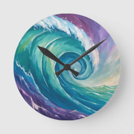 Abstrakte Ozeanwellen-Spirale Runde Wanduhr
