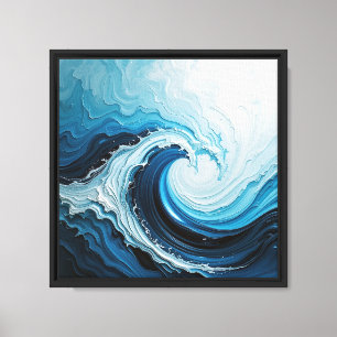 Abstrakte Ozeanwellen ummantelte Canvas Leinwanddruck