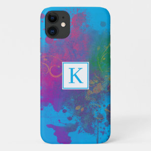 Abstrakte Paint Splash, Wirbel Blue Monogramm Case-Mate iPhone Hülle
