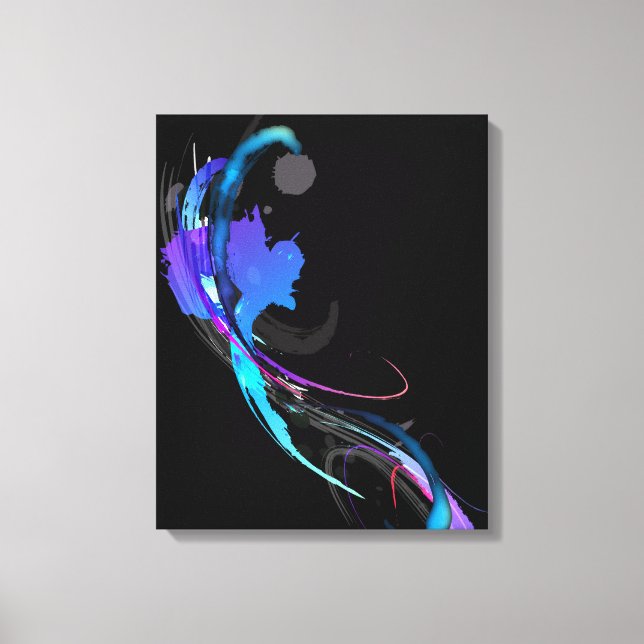 Abstrakte Paint Spritzer Morning Gloriage auf schw Leinwanddruck (Vorderseite)