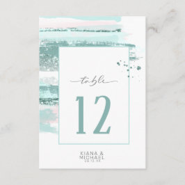 Abstrakte Paint Strokes Wedding Table Aquamarin ID Einladung