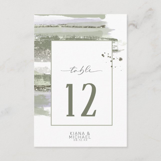 Abstrakte Paint Strokes Wedding Table ID886 Einladung (Rückseite)