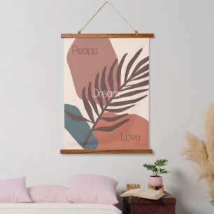 Abstrakte Palmblatt-Minimalist-Kunst individuell Wandteppich Mit Holzrahmen