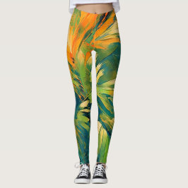 Abstrakte Palme Explosion – Tropische Energie in B Leggings