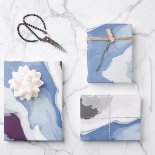 Abstrakte Pastel Paint Mountain Edition Geschenkpapier Set (Vorderseite)