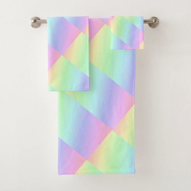 Abstrakte Pastel Rainbow farbig Badhandtuch Set (Insitu)