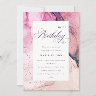 Abstrakte Pastel Rosa Lila Marine jeden Geburtstag Einladung