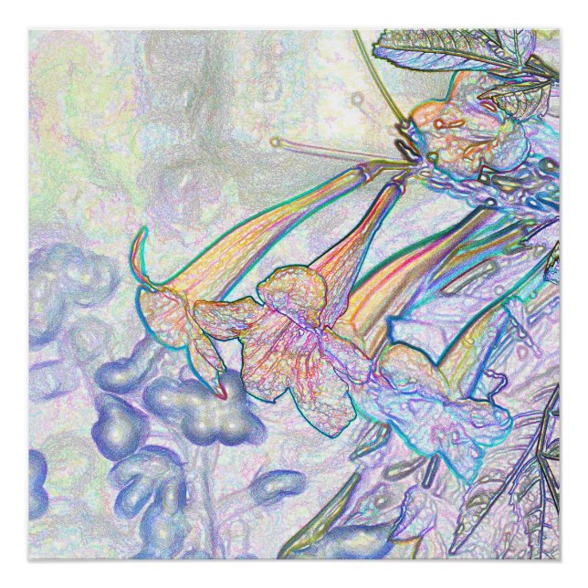Abstrakte Pastell-Blume Zeichnend Poster (Vorderseite)