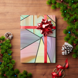 Abstrakte Pastell-Fleckige Flüssig-Marmor-Geometri Geschenkpapier