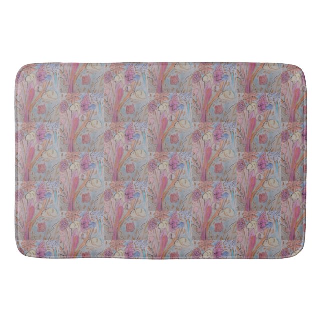 Abstrakte Pastell Floral Badematte (Vorderseite)
