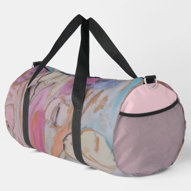 Abstrakte Pastell Floral Duffle Bag (Rechte Ecke)