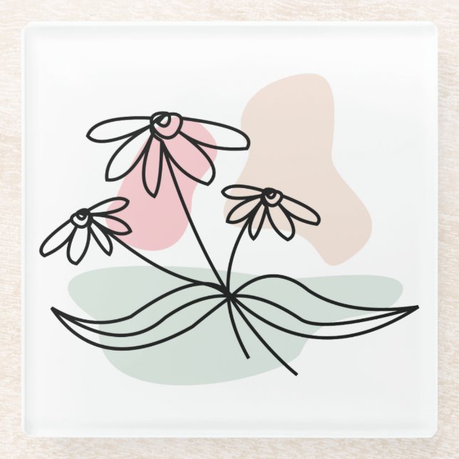 Abstrakte Pastell Floral Glasuntersetzer (Vorderseite)