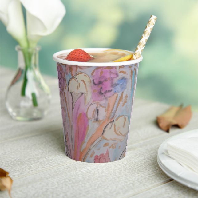 Abstrakte Pastell Floral Pappbecher (In Situ)