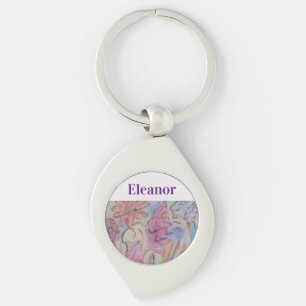Abstrakte Pastell Floral Personalisiert Schlüsselanhänger