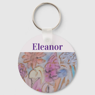 Abstrakte Pastell Floral Personalisiert Schlüsselanhänger